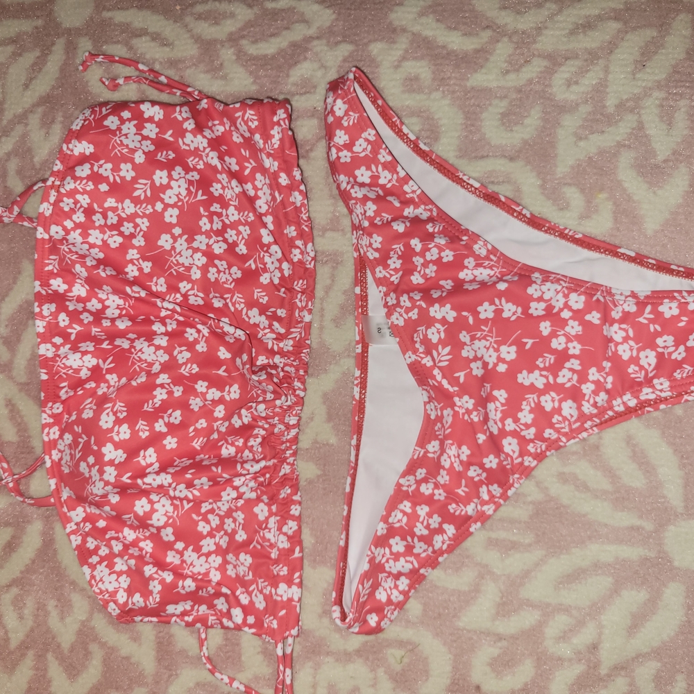 Floral Bikini Set in Red and White